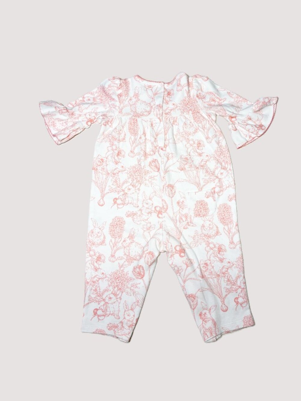 Janie and Jack Baby Girl Bunny Toile Romper Size 6-12 Months - Picture 2 of 7